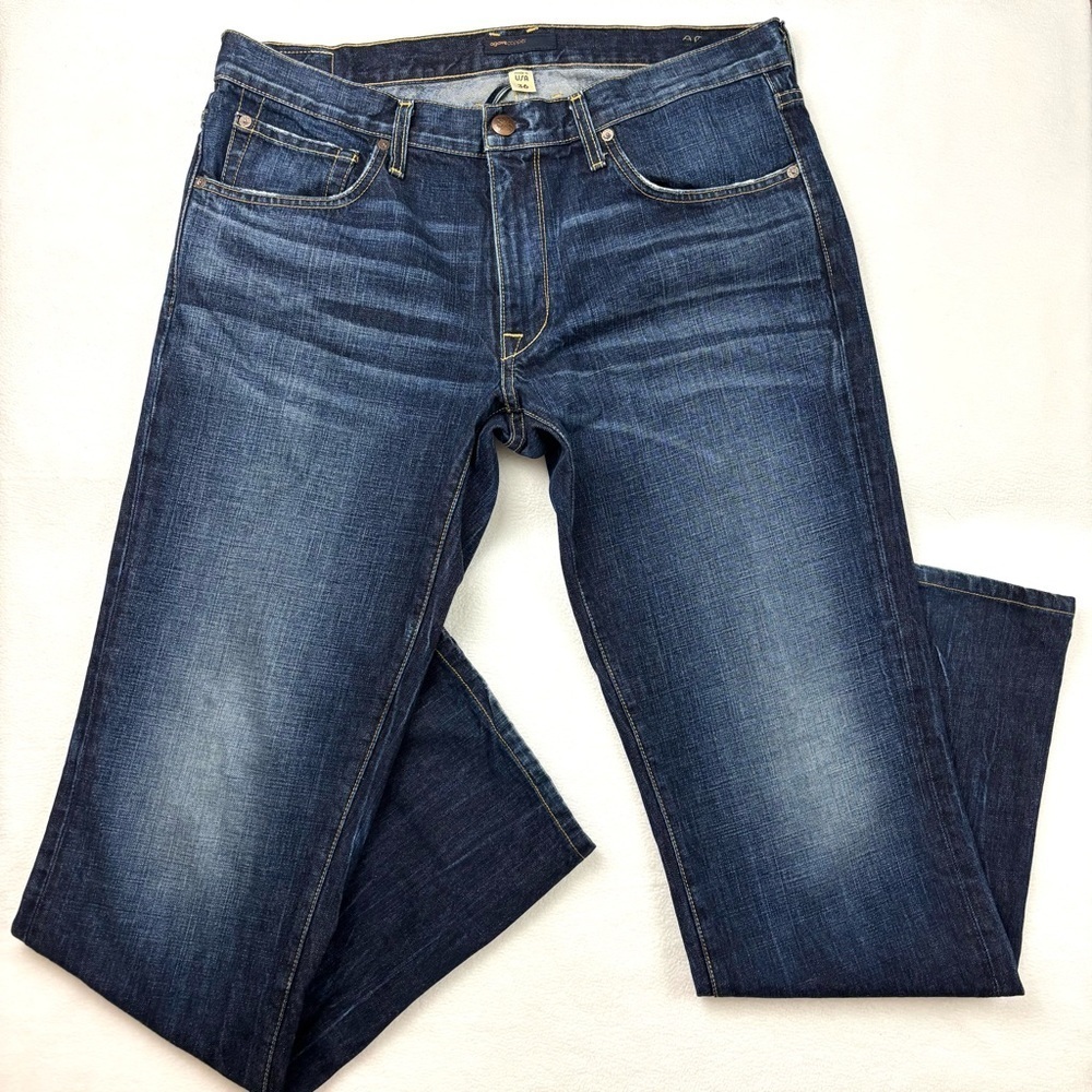 Agave Copper Dark Wash Faded Whisker Midrise Classic Straight Jean Size 36/34